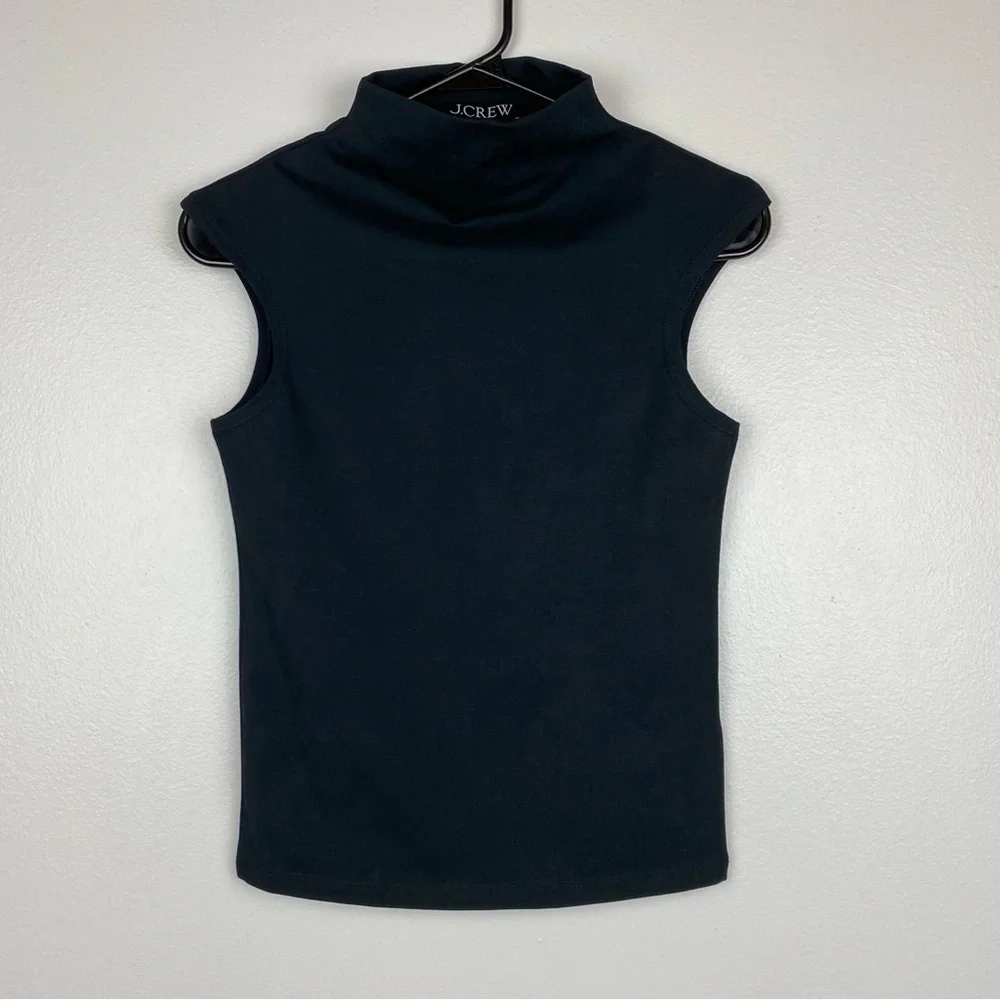 J. Crew Fitted Mockneck Tank Top in Stretch Cotton Blend Black Size XXS NWT